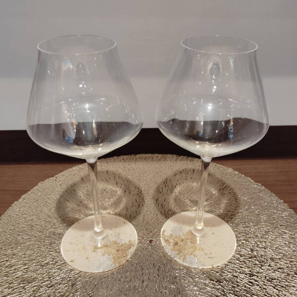 Wine Glass Perla 2P Lacquered Platinum Gold Leaf