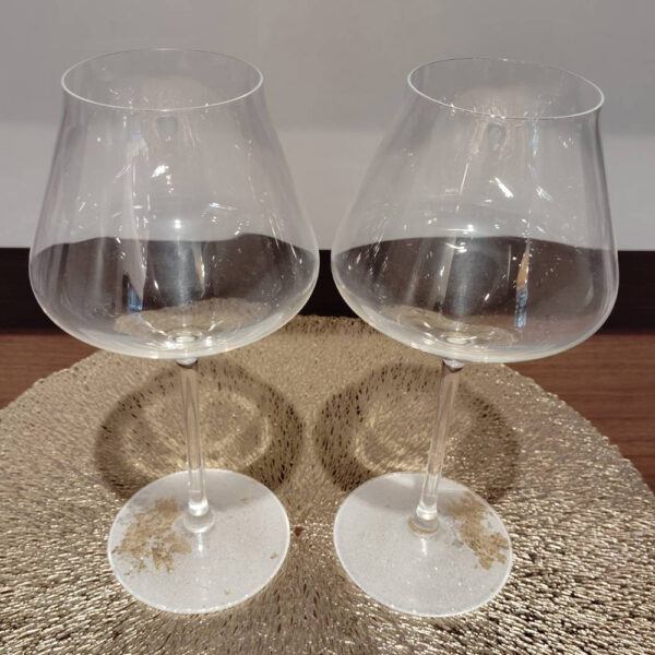 Wine Glass Perla 2P Metal Gold Leaf